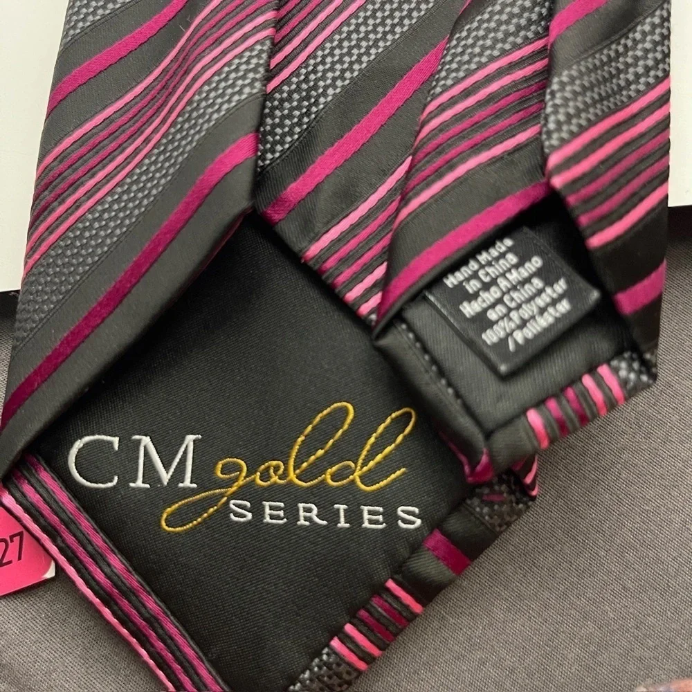 Elegant Pink and Black Striped Men's Tie